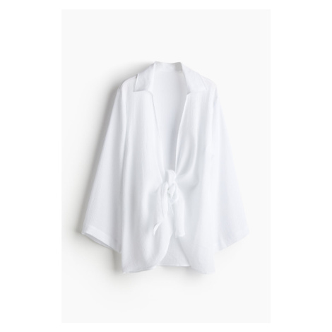H & M - Plážové šaty's vázačkou - bílá H&M