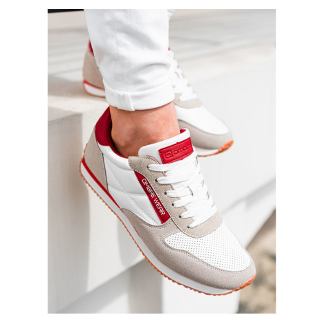 Bílo-béžové pánské sneakers boty Ombre Clothing T310
