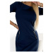 MARY - Tmavě modré dámské šaty se zlatými zipy 420-4