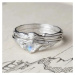OLIVIE Dva stříbrné prsteny MĚSÍČNÍ KÁMEN 7758