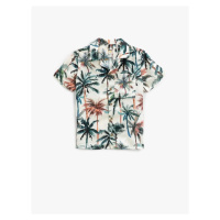 Koton Summer Theme, Palm Pattern Short Sleeve Shirt 2skb60025tw