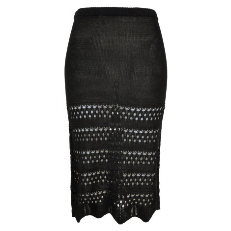 Ladies 3/4 Crochet Knit Skirt - black Urban Classics