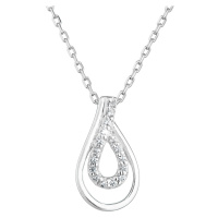 Evolution Group Stříbrný náhrdelník se zirkony slza bílý 882002.1