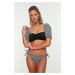 Trendyol Black Gingham Bikini Spodní díl s texturovanou kravatou Regular Leg