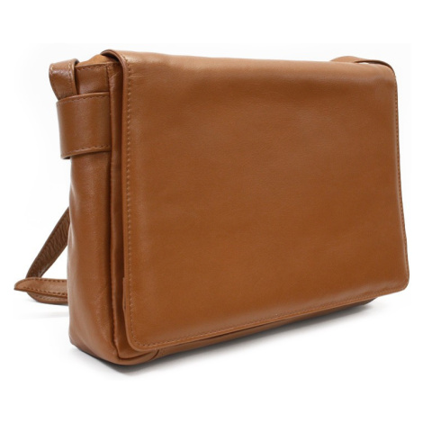 Kožená klopnová kabelka 5 - česká výroba; hnědá