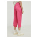 Kalhoty American Vintage dámské, růžová barva, jednoduché, high waist