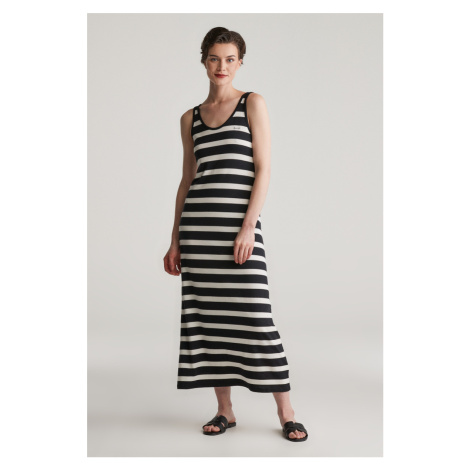 ŠATY GANT STRIPED TANK TOP JERSEY MIDI DRESS BLACK