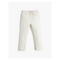 Koton Jeans with a comfortable fit are Pockets. Cotton - Mom Jeans with an Adjustable Elastic Wa