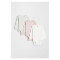 H & M - Balení: 3 bavlněné body's dlouhým rukávem - růžová