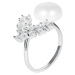 JwL Luxury Pearls Luxusní stříbrný prsten s pravou perlou a krystaly JL0547