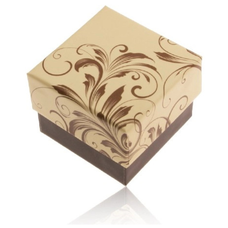 Dárková krabička na prsten - motiv popínavých listů, žluto-hnědá kombinace Šperky eshop