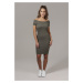 Dámské šaty // Urban classics Ladies Off Shoulder Rib Dress olive