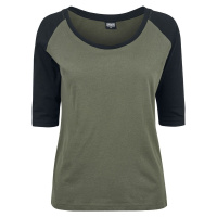 Urban Classics Ladies 3/4 Contrast Raglan Tee Dámské tričko s dlouhými rukávy olivová/cerná