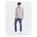 Men's sweatshirt with white polo collar - ash V7 OM-SSNZ-0132