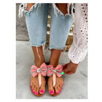 Ružové sandále s mašľou TAHLIA*