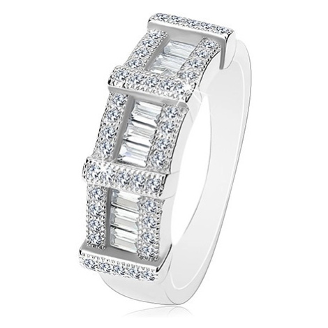 Zásnubní prsten ze stříbra 925, obdélníkové a kulaté zirkony Šperky eshop