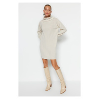 Trendyol Stone Mini Knitwear Wide Pattern Dress