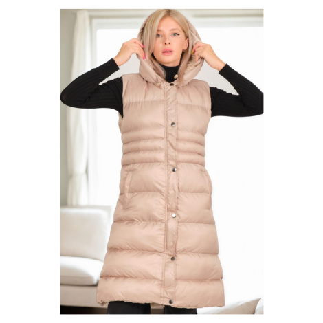 Z6757 DEWBERRY WOMEN'S VEST-BEIGE-1