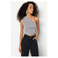 Trendyol Gray Crop Lined Knitted Sparkly Bustier