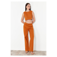 Trendyol Light Brown Wide Leg Woven Trousers