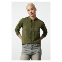 Trendyol Khaki Basic Hooded Thin Knitted Sweatshirt