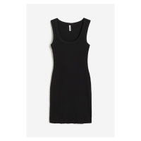 H & M - Žebrované šaty bodycon - černá