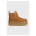 Semišové kotníkové boty UGG W Neumel Platform Chelsea dámské, hnědá barva, na platformě, zateple