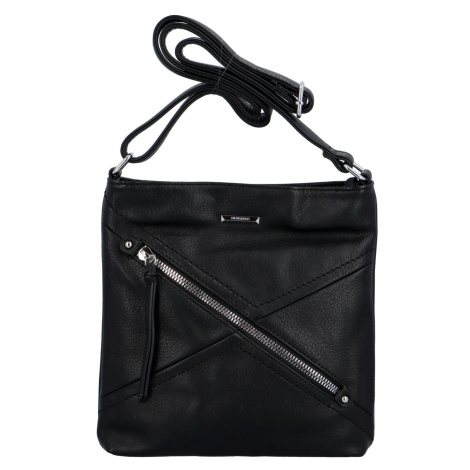 Dámská koženková crossbody kabelka s ozdobným zipem Amelia, černá Silvia rosa