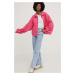 Džínová bunda Answear Lab dámská, růžová barva, přechodná, oversize