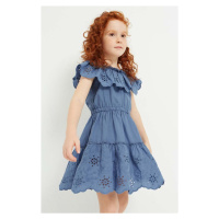 Dětské bavlněné šaty Mayoral tmavomodrá barva, mini