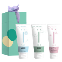 NAÏF Dárková sada kosmetiky pro děti a miminka - čistící gel + šampon + tělové mléko