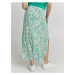 Zeleno-bílá květovaná maxi sukně s rozparky ICHI