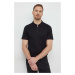 Bavlněné polo tričko Karl Lagerfeld černá barva, s aplikací