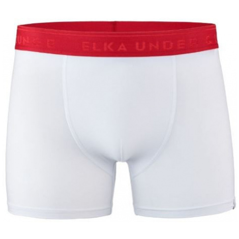Pánské boxerky ELKA bílé s červenou gumou premium (PB012)
