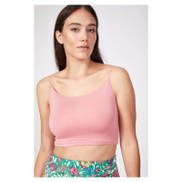 Happiness İstanbul Women's Pink Knitted Bustier with Thread Straps
