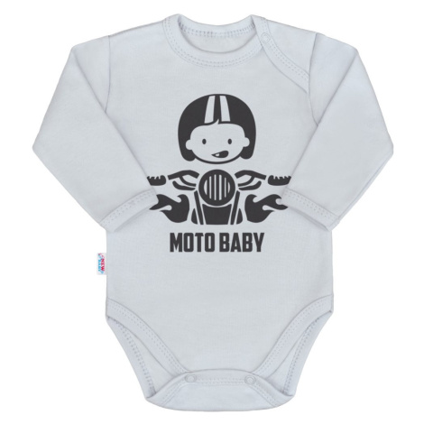 Body s potiskem New Baby Moto baby šedé