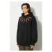 Bavlněná mikina Marcelo Burlon Collar Feathers Comfy Hoodie pánská, černá barva, s kapucí, s pot