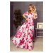 Dlouhé španělské šaty s květinami - RŮŽOVÉ XXL