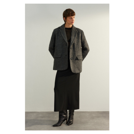 Trendyol Limitovaná edice antracitového oversize kabátu
