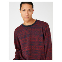 Koton Basic Jacquard Sweater Crew Neck Long Sleeved