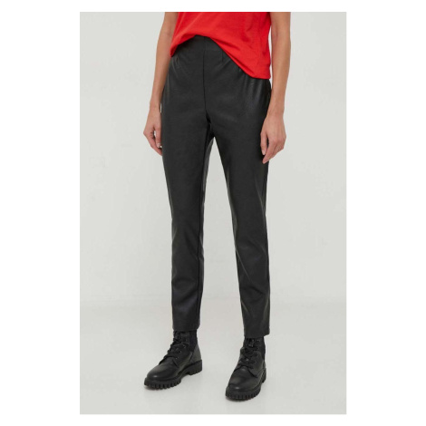 Kalhoty Artigli dámské, černá barva, jednoduché, high waist