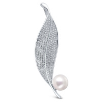 JwL Luxury Pearls Zářivá perlová brož Lísteček JL0701