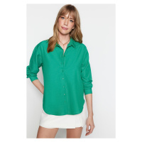 Trendyol zelená volná tkaná bavlněná košile