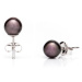 Vpichovací perlové náušnice Mutiara 6 AAA - Tmavá / Rhodiované stříbro (925)