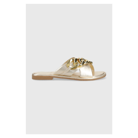 Kožené pantofle Mexx Laila dámské, zlatá barva, MXCY011302W