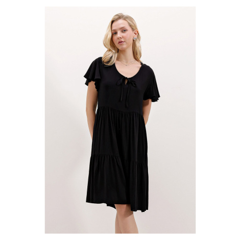 Bigdart 2352 V-Neck Short Dress - D. Black