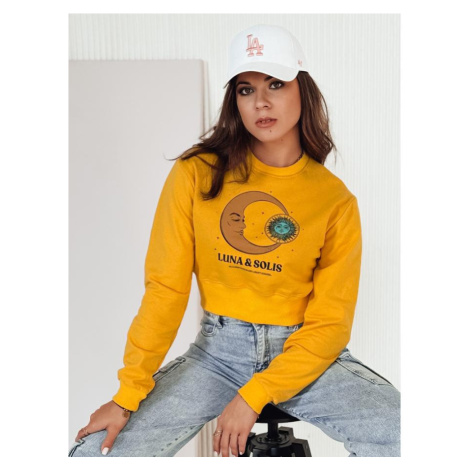 Žlutá dámská crop top mikina s potiskem BY1345 DStreet