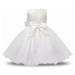 Svatební dívčí šaty s mašlí a 3D růžemi - Bílé