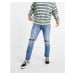 ASOS DESIGN slim jeans in vintage mid wash blue with knee rips