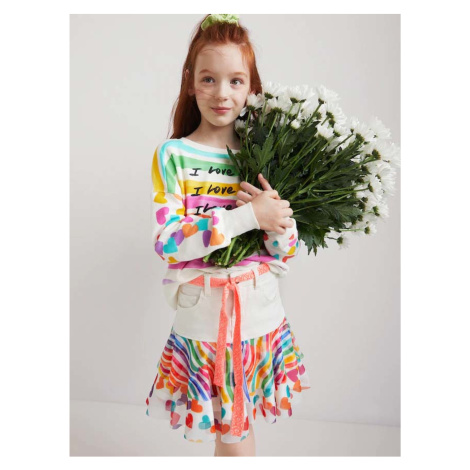Bílá holčičí vzorovaná sukně s páskem Desigual Suiza - Holky | Modio.cz